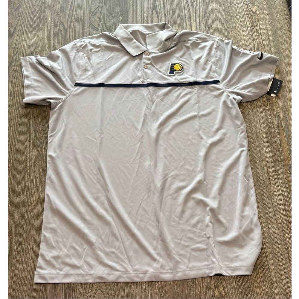 NWT Nike Dri-Fit NBA Authentic Indiana Pacers Performance Polo Shirt Gray Size L